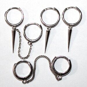 Sterling Silver Goth Punk Earring Spike Bundle